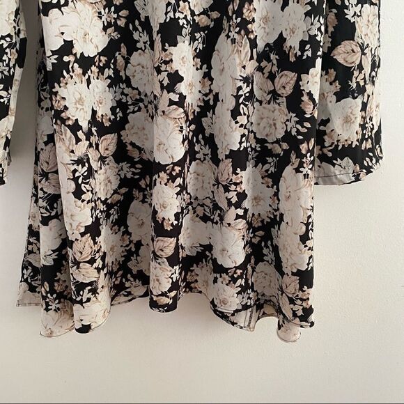 For Love And Lemons Floral Print Blouse Shirt In Cream And Black ~ Size L Large - Picture 5 of 7
